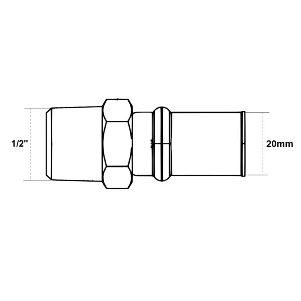 Raccordo Trident filettato F 20mm – 1/2″ per multistrato Acqua / Gas