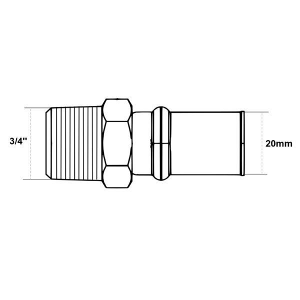 Raccordo Trident filettato M 20mm – 3/4″ per multistrato Acqua / Gas