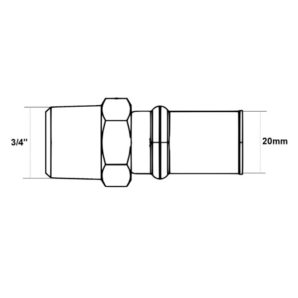 Raccordo Trident filettato F 20mm – 3/4″ per multistrato Acqua / Gas