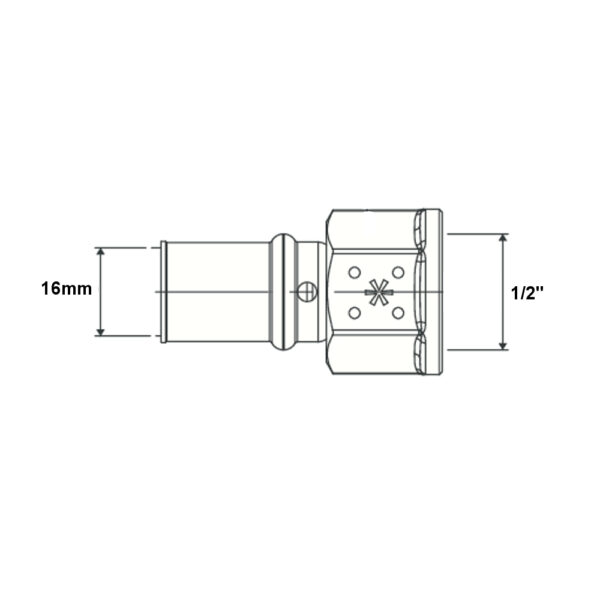 Raccordo filettato F 16mm – 1/2”