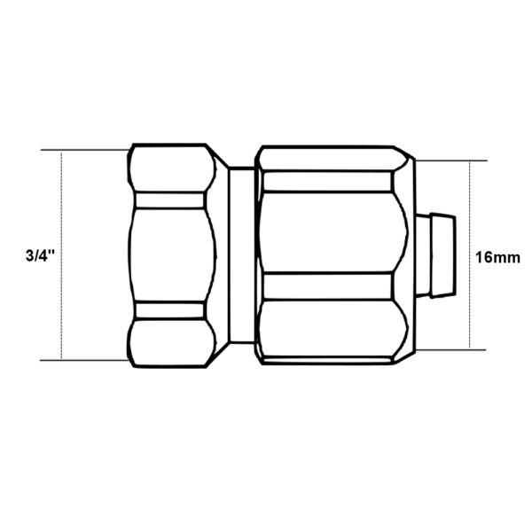 Raccordo filettato F 16mm – 3/4”