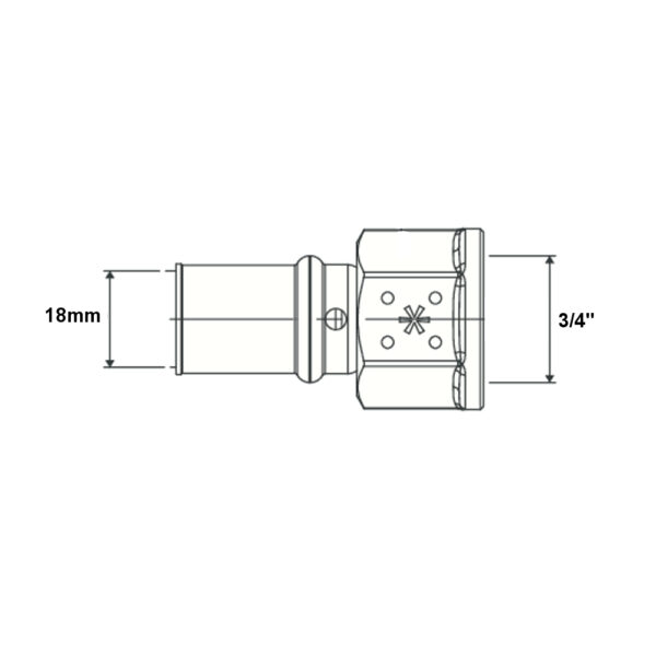 Raccordo filettato F 18mm – 3/4”