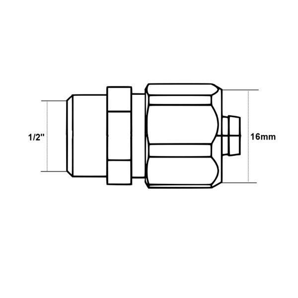 Raccordo filettato M 16mm – 1/2”