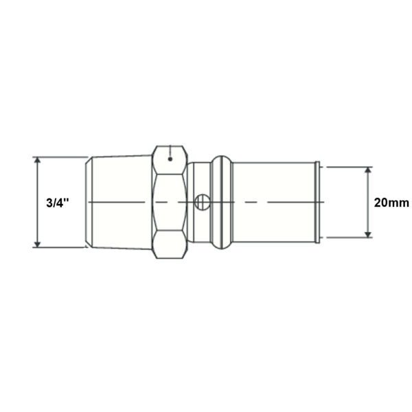 Raccordo filettato M 20mm – 3/4” GAS