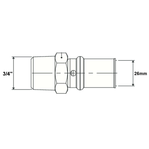 Raccordo filettato M 26mm – 3/4”