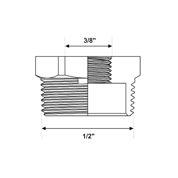 Riduzione Filettata MF 1/2″-3/8″ Ottone Cromato Lucido