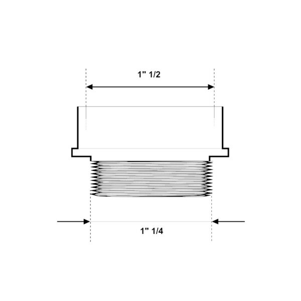 Riduzione filettata MF 1″ 1/4 – 1″ 1/2 in PP