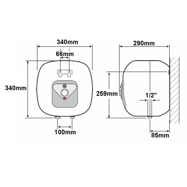 Scaldabagno elettrico 10 litri sopralavello DIANBOILER