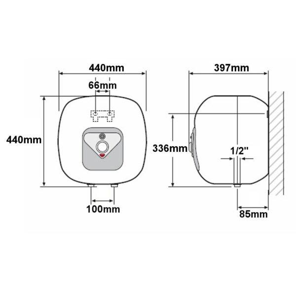 Scaldabagno Elettrico 30 Litri Sopralavello DIANBOILER