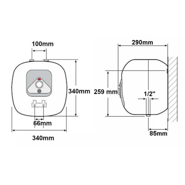 Scaldabagno elettrico 10 litri sottolavello DIANBOILER