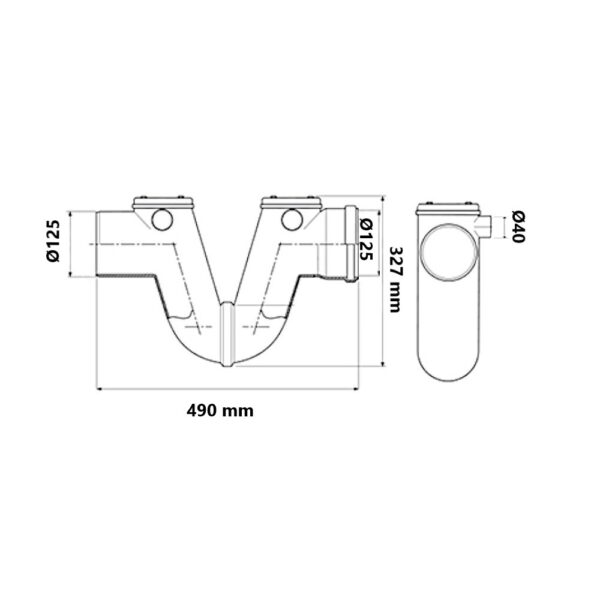 Sifone MF Fognatura Ø125 Con Guarnizione PVC