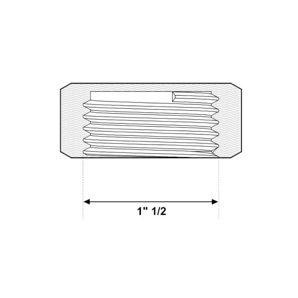 Tappo Filettato F 1″ 1/2 Ottone Giallo Pesante