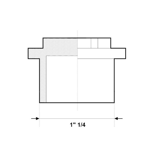 Tappo Filettato M 1″ 1/4 Ottone Giallo Pesante