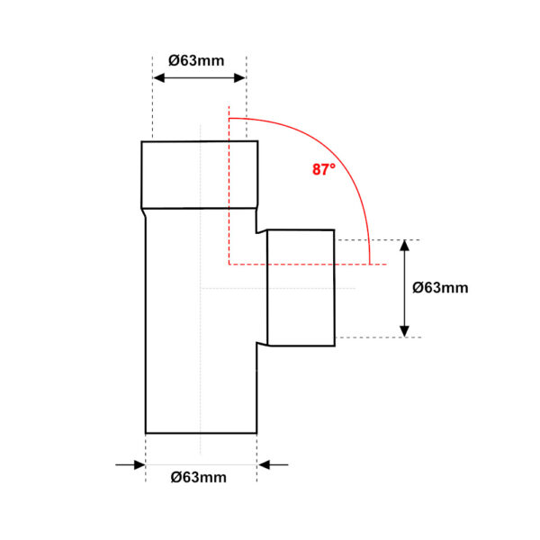 Tes MFF 87° Ø 63mm PVC Arancio