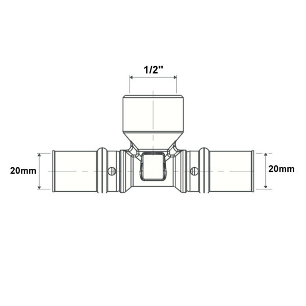 Raccordo Tes filettata F 20mm – 1/2” – 20mm