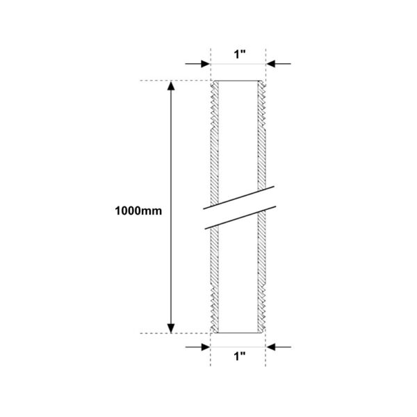 Tronchetto MM 1″ in Acciaio zincato 1000mm