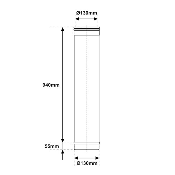 Tubo 1000mm acciaio INOX mono parete Ø 130mm