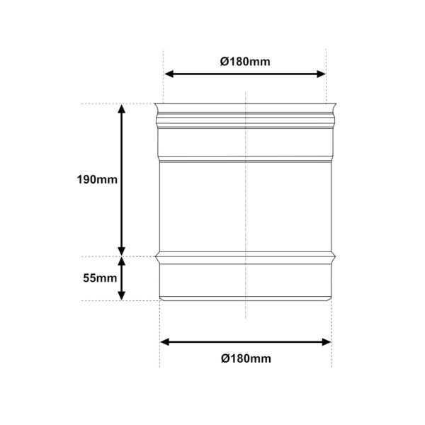 Tubo 250mm acciaio INOX mono parete Ø 180mm