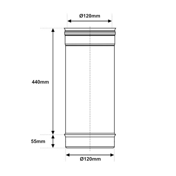 Tubo 500mm acciaio INOX mono parete Ø 120mm