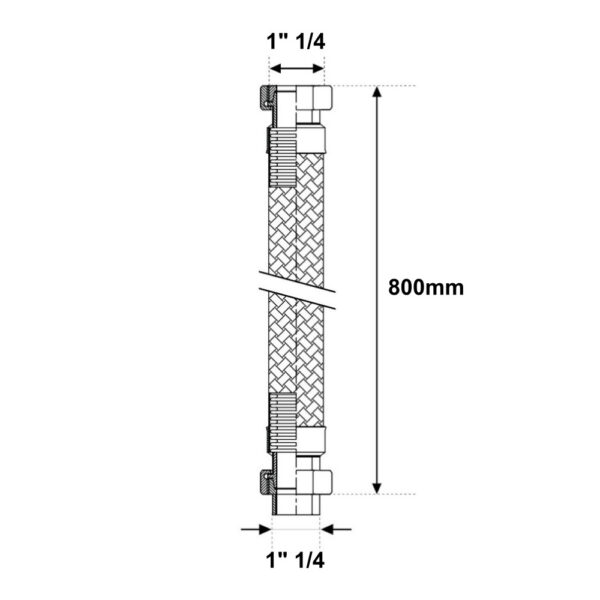 Tubo Flessibile in Acciaio Inox MF 1″ 1/4 da 800mm