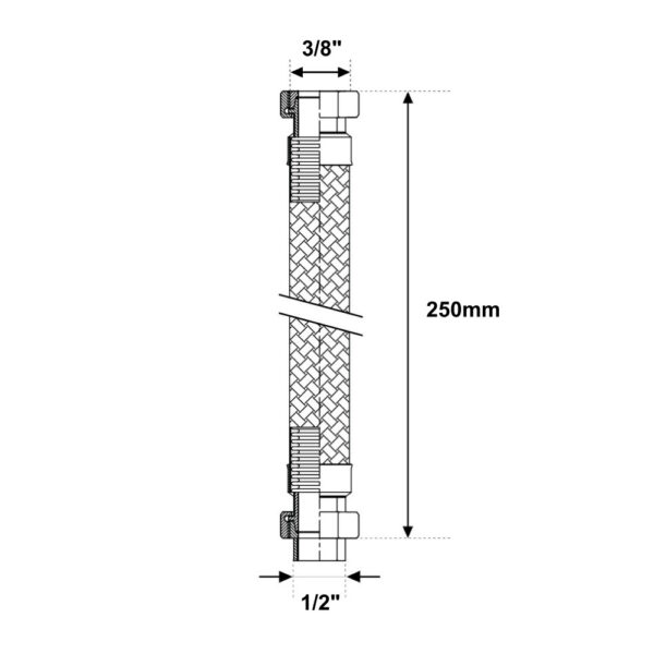 Tubo Flessibile in Acciaio Inox MF 1/2″ – 3/8″ da 250mm