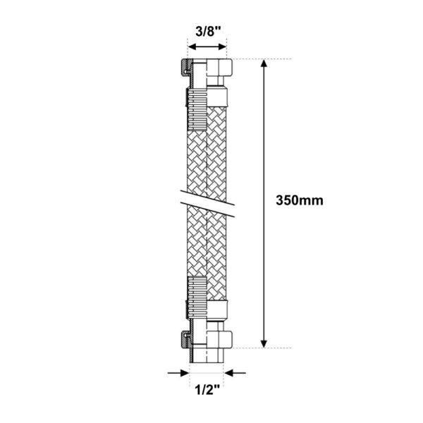 Tubo Flessibile in Acciaio Inox MF 1/2″ – 3/8″ da 350mm