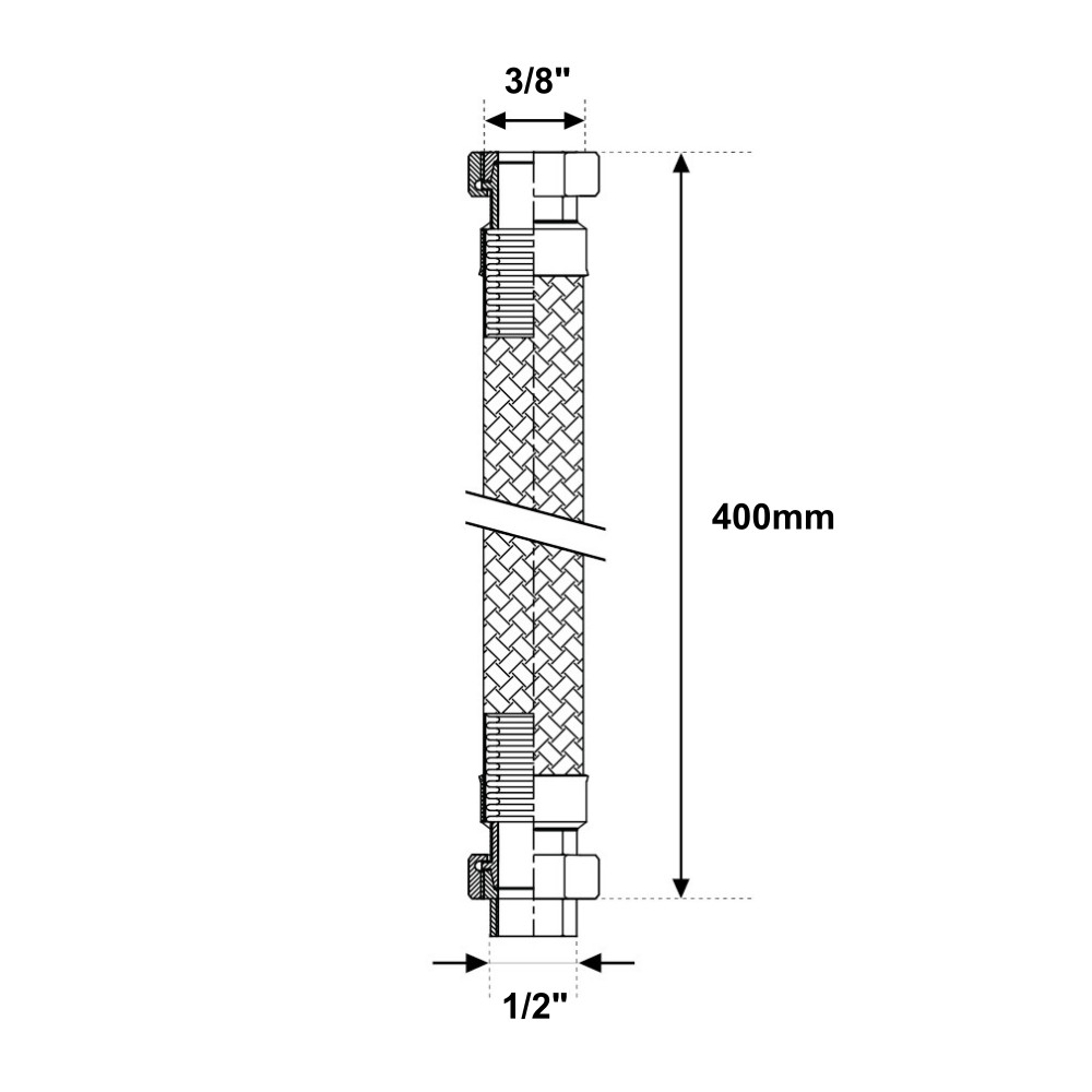 Tubo Flessibile in Acciaio Inox MF 1/2 - 3/8 da 400mm - D'Alessandris