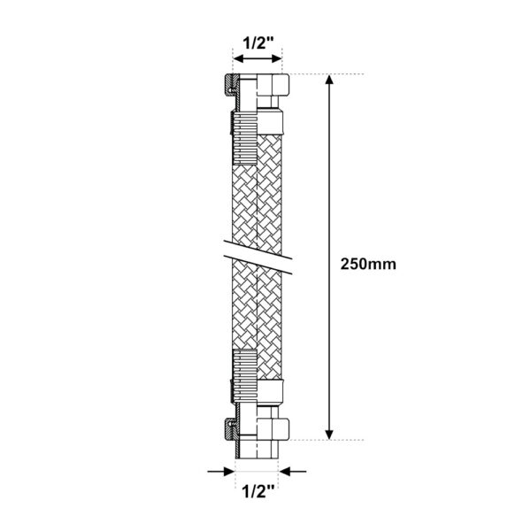 Tubo Flessibile in Acciaio Inox MF 1/2″ da 250mm