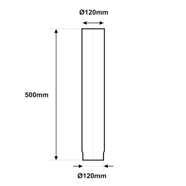 Tubo In Acciaio Nero Opaco Ø 120mm 500mm