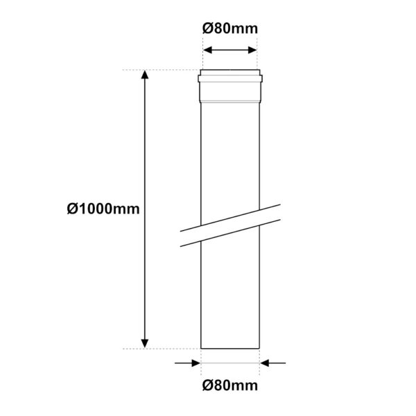 Tubo PP per condensazione da 1000mm Ø 80mm