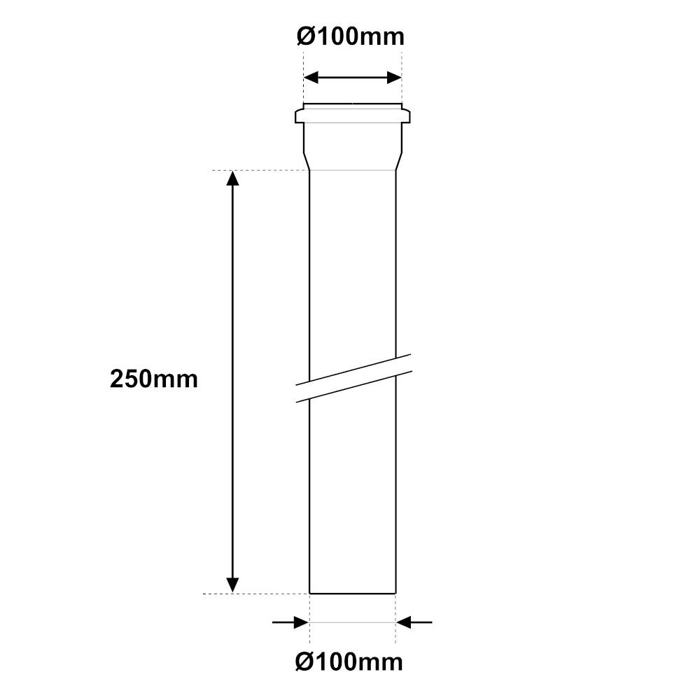 Tubo acciaio inox Ø 100mm nero opaco da 250mm - D'Alessandris