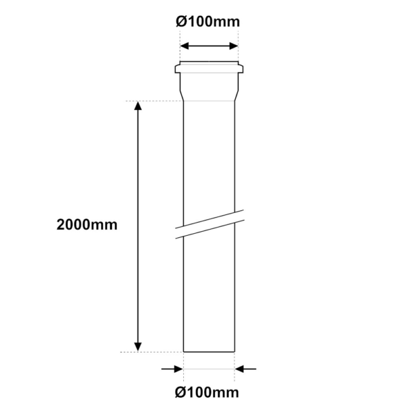 Tubo acciaio inox Ø 100mm nero opaco da 2000mm