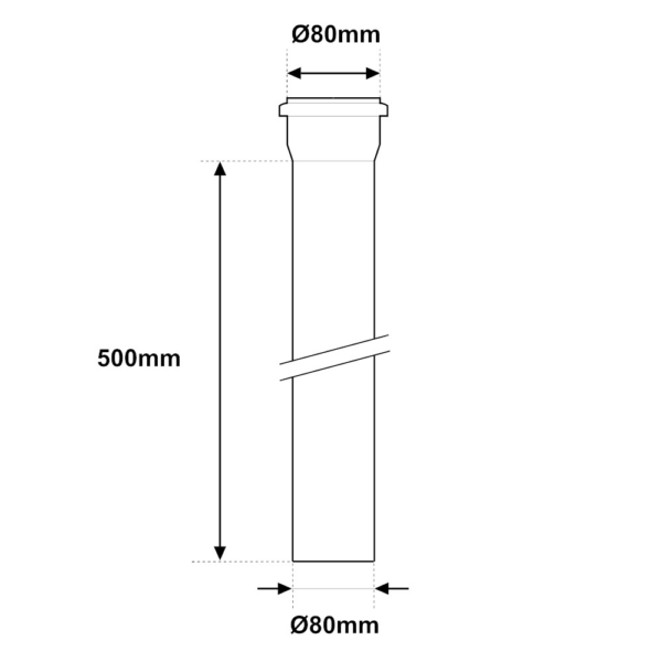 Tubo acciaio inox Ø 80mm nero opaco da 500mm