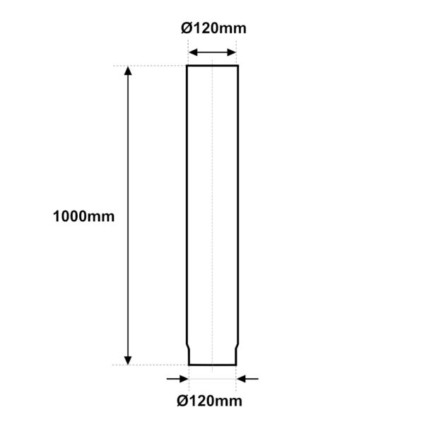 Tubo in acciaio Nero Opaco Ø 120mm 1000mm