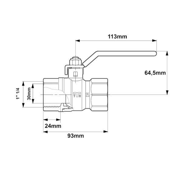 Valvola a sfera per Gas FF da 1″ 1/4