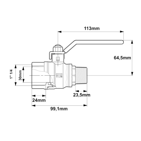 Valvola a sfera per Gas MF da 1″ 1/4