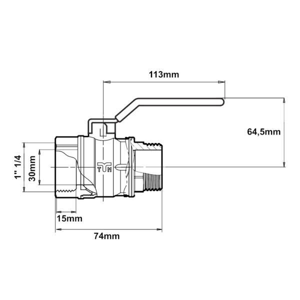 Valvola a sfera MF da 1″ 1/4