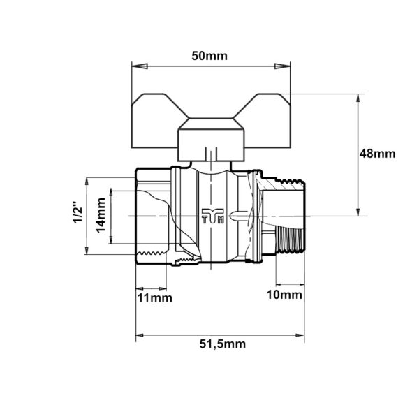 Valvola a sfera MF da 1/2″ leva a farfalla