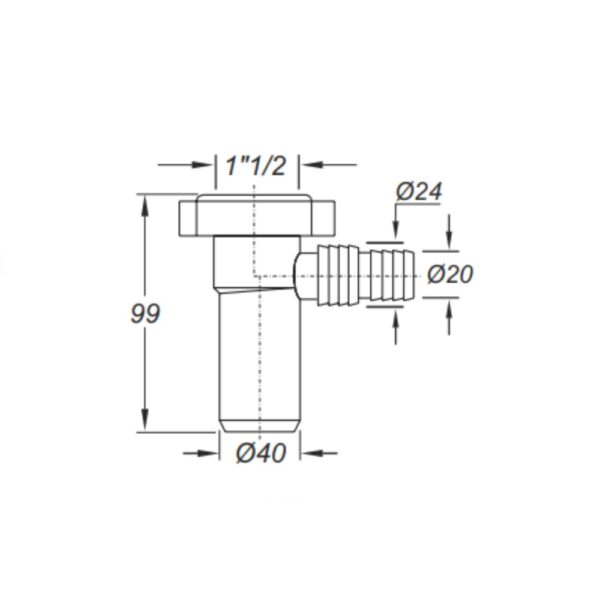 Attacco lavatrice da 1″ 1/2 x 40mm Bonomini