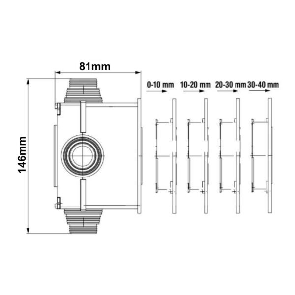 Valvola d’intercettazione gas ad incasso 3 uscite Ø 3/4″