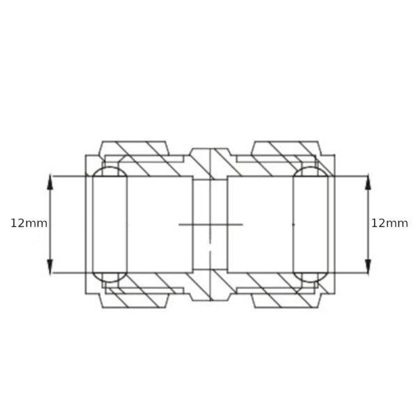 Raccordo doppio a stringere per tubo in rame FF 12 – 12mm