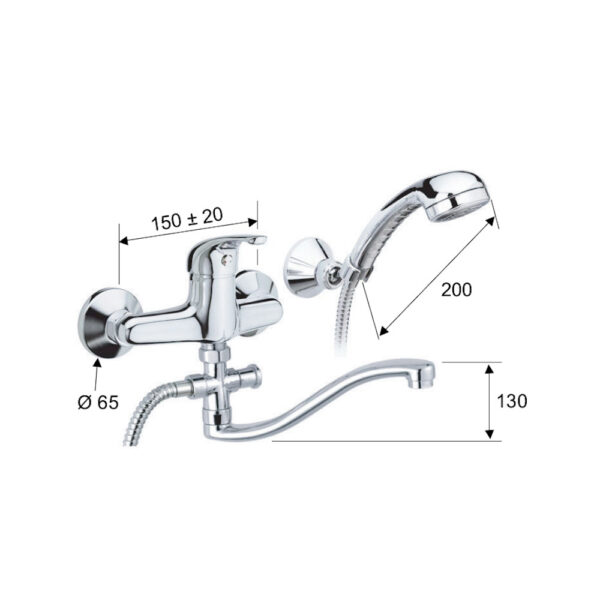 Miscelatore Mini Daniel cromato con canna ad S