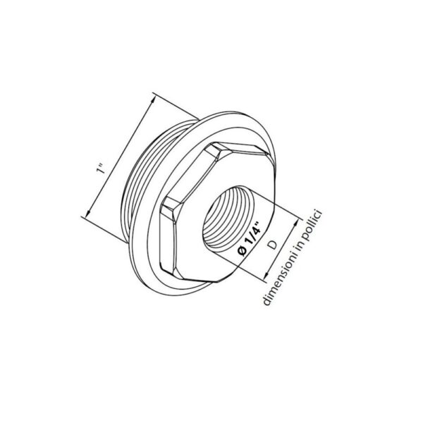 Riduzione per radiatore sinistra da Ø 1″ a Ø 1/4″