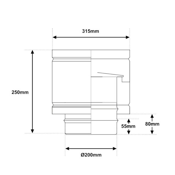 Cappello antivento INOX mono parete M Ø 200mm