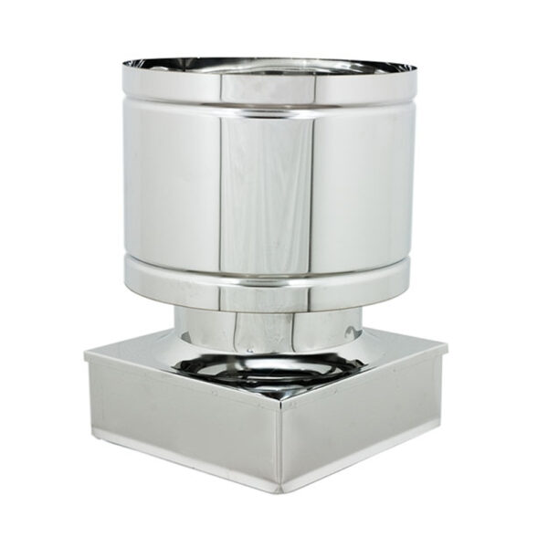 Cappello antivento acciaio INOX mono parete con base di 370x370mm