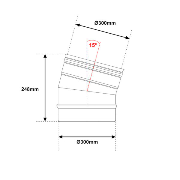 Curva 15° acciaio INOX mono parete Ø 300mm