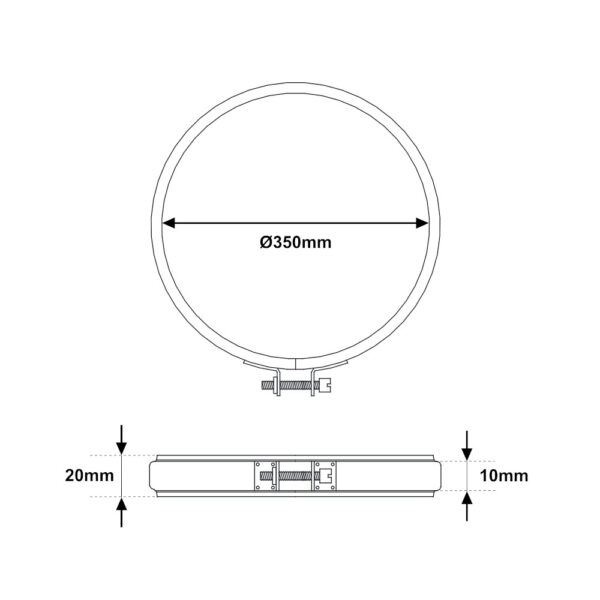 Fascetta bloccaggio acciaio INOX monoparete Ø 350mm