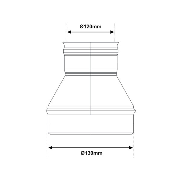 Riduzione acciaio INOX mono parete MF Ø 130-120mm