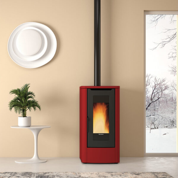 Stufa a pellet canalizzata Extraflame Teorema Plus bordeaux