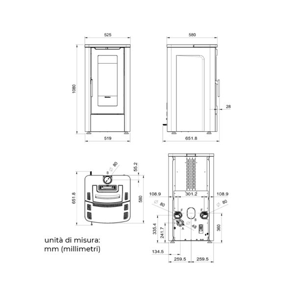 Stufa a pellet canalizzata Extraflame Teorema Plus bordeaux